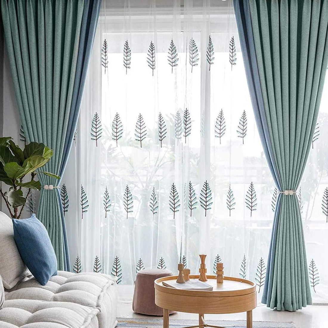 6 Pieces Magnetic Curtain Tieback, European Curtain Drapes Clips Rope Holdbacks Curtain Holder Buckles, Decorative Drape Tie Backs Holdback Holder for Window Draperies (Beige)