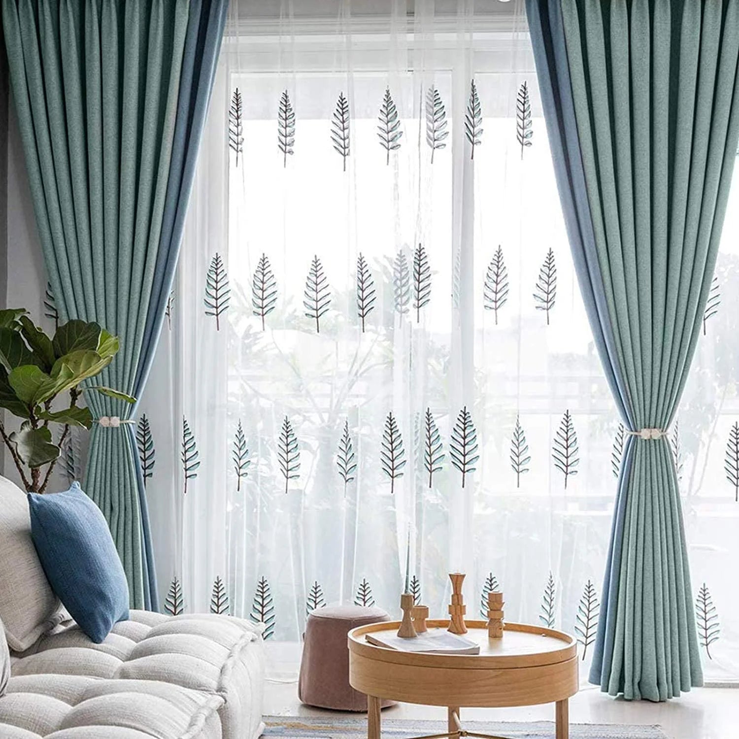 6 Pieces Magnetic Curtain Tieback, European Curtain Drapes Clips Rope Holdbacks Curtain Holder Buckles, Decorative Drape Tie Backs Holdback Holder for Window Draperies (Beige)