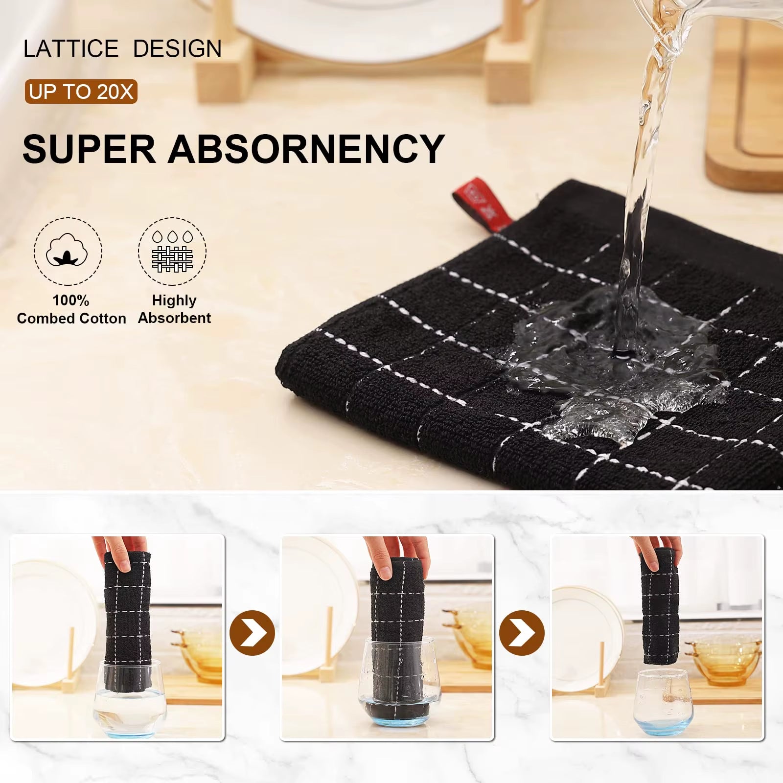 2/4Pcs Cotton Dish Towels Dishcloth Ultra Soft and Absorbent Kitchen Towels Household Cleaning Tools Kitchen Wash Cloth