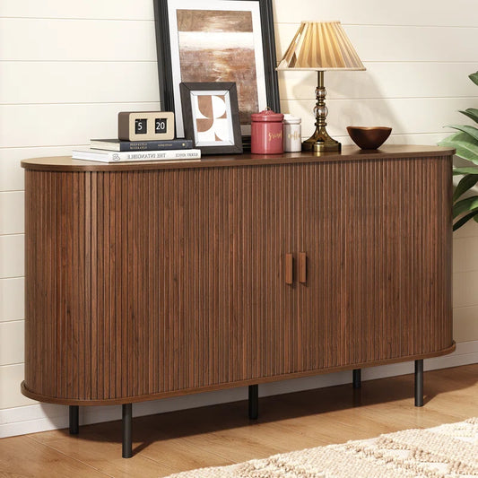 55'' Sideboard Storage Cabinet with Doors and Shelves - Credenza Storage Cabinet for Office, Bedroom Storage Cabinet, Hallway Storage Cabinet, Console Storage Cabinet