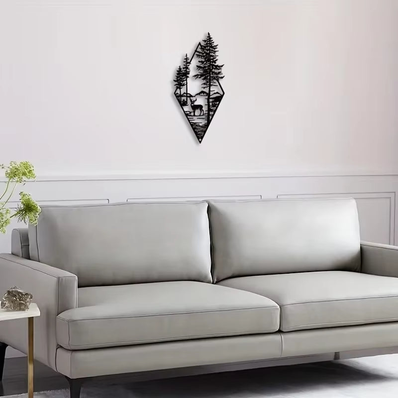 Landscape Wall Art, Deer & Scene Metal Wall Art Ornaments Home Decor, Metal Wall Art, Home Decor Art Wall Ornaments