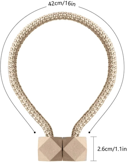 6 Pieces Magnetic Curtain Tieback, European Curtain Drapes Clips Rope Holdbacks Curtain Holder Buckles, Decorative Drape Tie Backs Holdback Holder for Window Draperies (Beige)