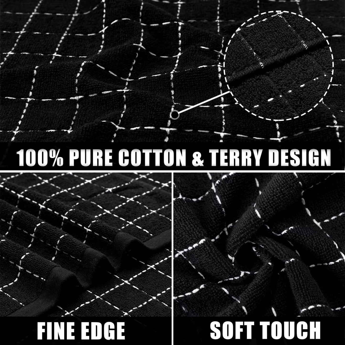 2/4Pcs Cotton Dish Towels Dishcloth Ultra Soft and Absorbent Kitchen Towels Household Cleaning Tools Kitchen Wash Cloth